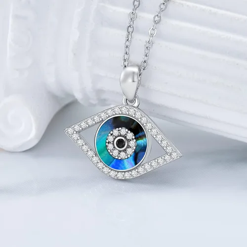 Miniatura 3 de PEIMKO Collar con dije de ojo turco de plata de ley 925, joyería de protección griega para mujer