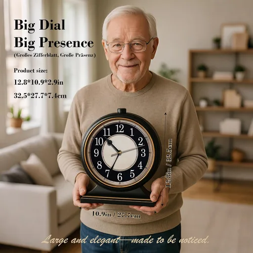 Miniatura 2 de AYRELY® Reloj de escritorio vintage, silencioso y sin tictac, reloj de mesa de 10 pulgadas, reloj de mesa retro y fácil de leer para sala de estar