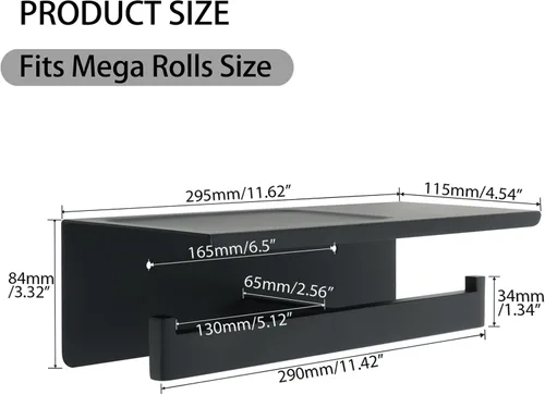 Miniatura 2 de Alise Soporte doble para papel higiénico, soporte de papel higiénico para baño con estante, soporte de rollo de papel higiénico de acero inoxidable