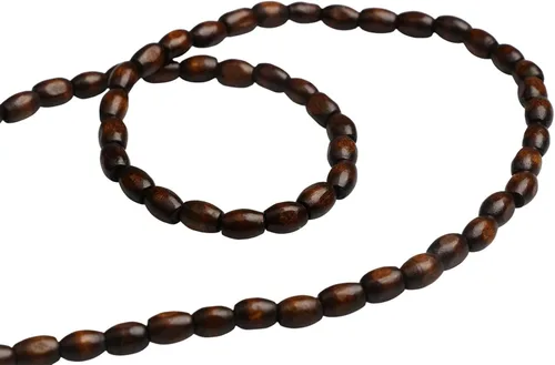 Miniatura 3 de 500 cuentas de madera ovaladas de 6 x 8mm, pequeñas cuentas espaciadoras de madera marrones con forma de grano de arroz, cuentas sueltas de madera