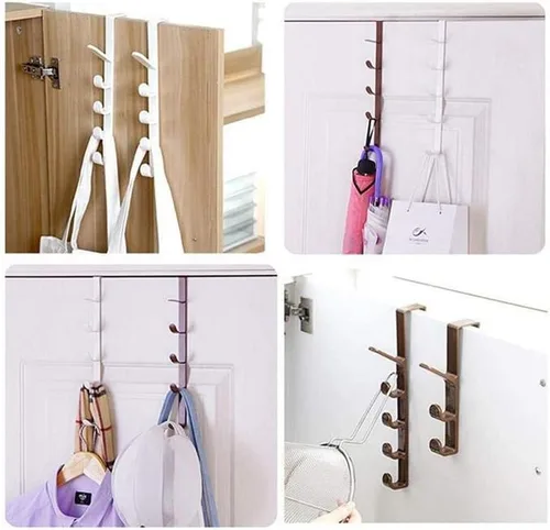 Miniatura 2 de TOPINCN Ganchos de puerta, paquete de 2, 10.9 in, material ABS para colgar en la puerta con 5 ganchos, colgador sobre la puerta (negro)