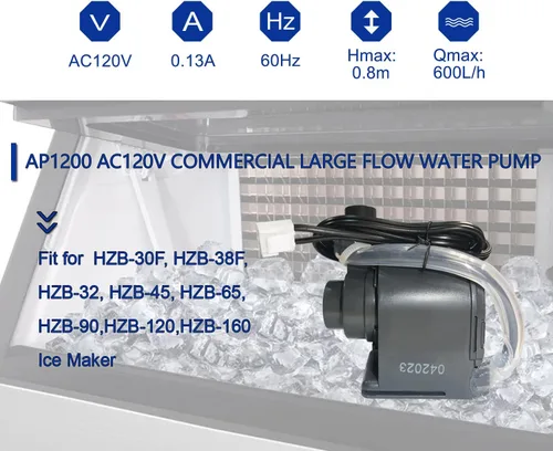 Miniatura 5 de AP1200 AC120V Bomba de agua comercial de gran flujo compatible con HZB-30F, HZB-38F, HZB-32, HZB-45, HZB-65, HZB-90, HZB-120, HZB-160 Ice Maker