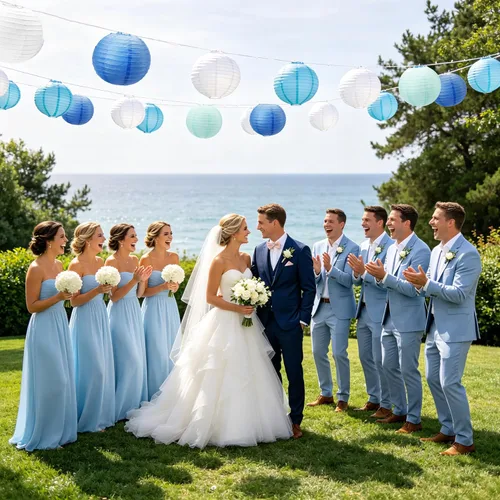 Miniatura 7 de 12 linternas de papel azules, faroles de papel de 10 pulgadas, decoraciones de fiesta azules para bodas, verano, cumpleaños, hogar, temática