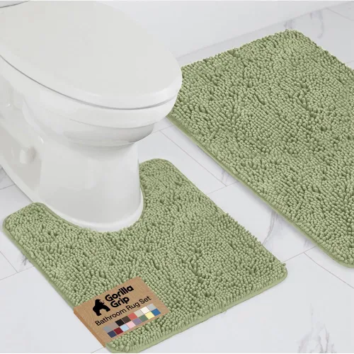 Miniatura 36 de GORILLA GRIP - Juegos de alfombras de baño, juego de 2 alfombras de chenilla suave, alfombra base para inodoro y alfombra de 30 x 20, alfombras Negro