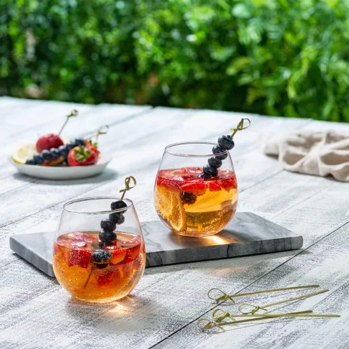Miniatura 6 de GUSTO Palillos de cóctel de bambú de 4.75 pulgadas [300 unidades] palillos de dientes con nudo superior para aperitivos, sándwiches, bebidas