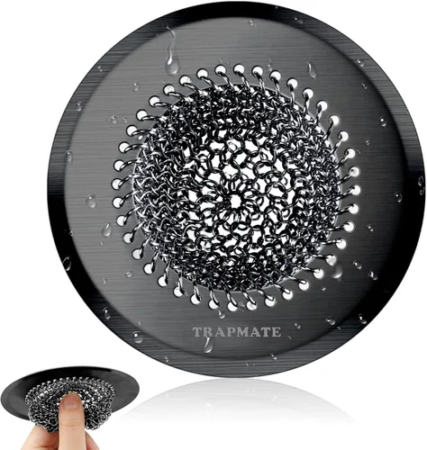 TRAPMATE Colador de Drenaje para Fregadero, Colador de Drenaje para Fregadero de Cocina de Malla de Cadena Reversible, Fácil de Limpiar, Colador de