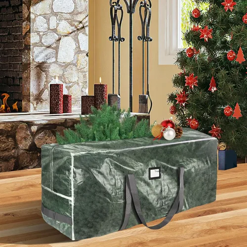 Miniatura 7 de BALEINE Bolsa de almacenamiento para árbol de Navidad de 9 pies, bolsa para árbol de Navidad artificial extragrande resistente con asas reforzadas