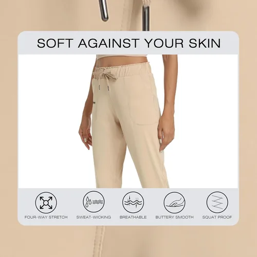 Miniatura 3 de Haowind - Pantalones deportivos para mujer con bolsillos y cintura elástica, cómodos pantalones de deportivos de descanso para deportes, gimnasio