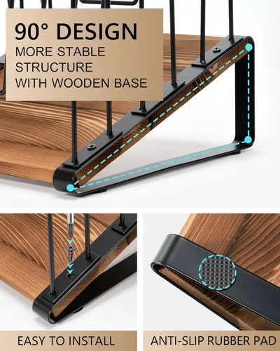 Miniatura 5 de HULISEN Organizador de archivos de escritorio inclinado, soporte vertical para carpetas de archivos de 5 secciones, estante clasificador de archivos