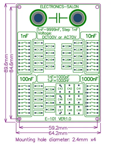 Miniatura 7 de Electronics-Salon Placa de condensador programable de cuatro décadas de 1nF a 9999nF Step-1nF.
