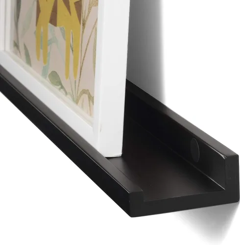 Miniatura 7 de Wallniture Moderno estante flotante de pared para fotos y marcos, color negro, 46 pulgadas, juego de 2