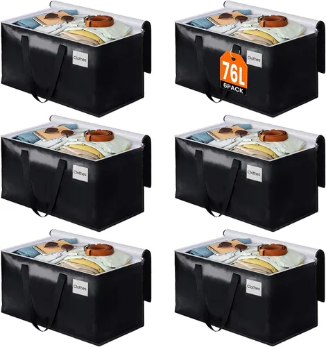 Miniatura 21 de BlissTotes Bolsas de mudanza, cajas de mudanza resistentes con cremalleras superiores y asas resistentes, bolsas de almacenamiento para ahorrar