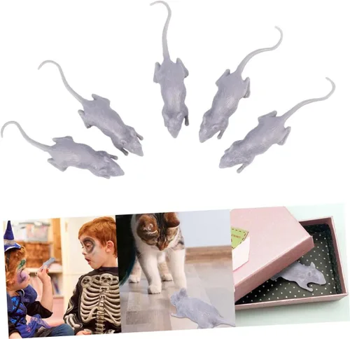 Miniatura 4 de BESPORTBLE 10pcs Halloween Plastic Fake Mouse Prank Realistic Simulation Mice Gray Tricky for Spooky Party Decorations and
