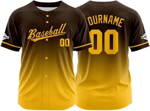 Miniatura 41 de Camiseta de béisbol con degradado personalizado, nombre, número y logotipo personalizados para hombres, mujeres y niños