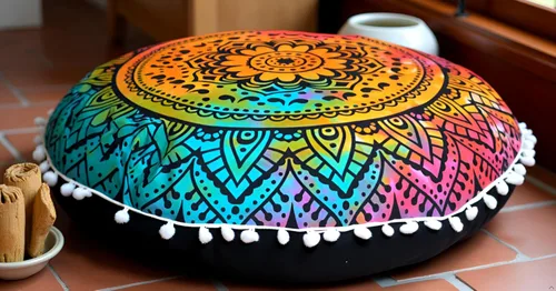 Miniatura 3 de CRAFT KALA Funda de almohada redonda con diseño de mandala estilo bohemio, meditación, india, para sala de estar, sala de yoga, decoración