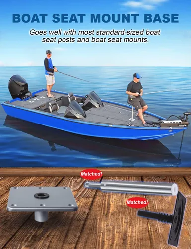 Miniatura 5 de MATINA Base de asiento de barco, pedestal y base de aluminio de 7 x 7 pulgadas con enchufe de poste de pasador de 3/4 pulgadas, accesorios de barco