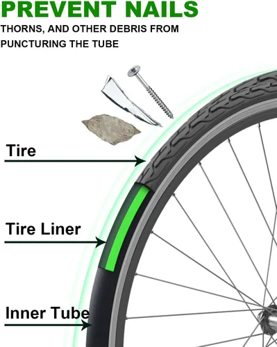 Miniatura 4 de Julai Bike Tire Liners, Mountain Bicycle Tube Flats Self-Adhesive Protector Puncture Free Compatible with 20 24 26 28 29