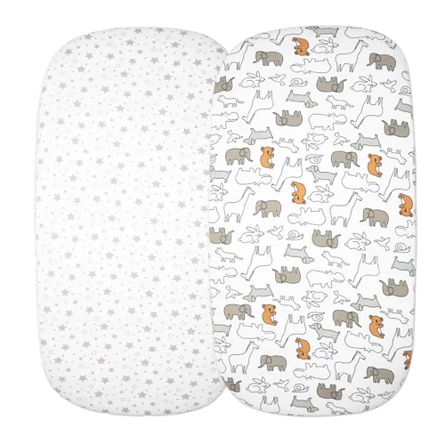 Miniatura 6 de Cloud Baby Bassinet Sábana de 32 x 16 pulgadas (paquete de 2) – 100% algodón de jersey orgánico, transpirable y suave para bebé, niño, niña, recién
