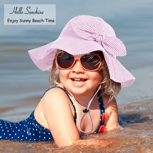 Miniatura 10 de Sombrero de sol para bebé niña con UPF 50+ sombrero de playa ajustable para exteriores con ala ancha