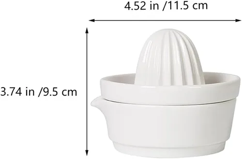 Miniatura 2 de Zerodeko Exprimidor manual de limón cítrico, exprimidor de jugo de frutas de cerámica, apto para lavavajillas, resistente y pomelo, color blanco