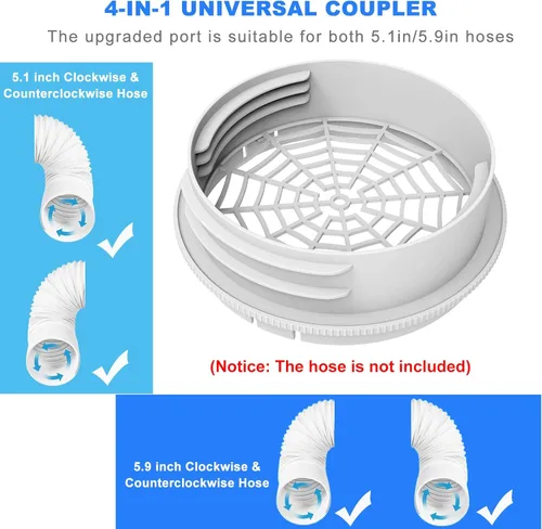 Miniatura 4 de Kit de ventana de aire acondicionado portátil con acoplador universal para manguera de escape de 5.1 pulgadas/5.9 pulgadas, kit de sellado