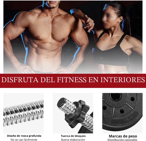 Miniatura 5 de Yaheetech Juego de mancuernas ajustables, pesas para ejercicio y fitness, con 4 collares Spinlock para mujeres y hombres, gimnasio en casa