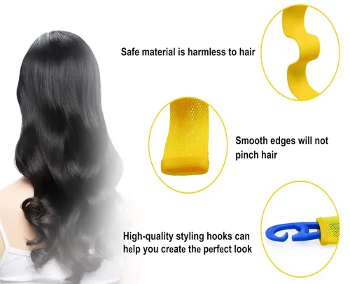 Miniatura 4 de 40 rizadores de pelo ondulados sin calor y espiral, dos estilos (16 pulgadas) con 4 ganchos de peinado, rodillos mágicos para el cabello, sin daños
