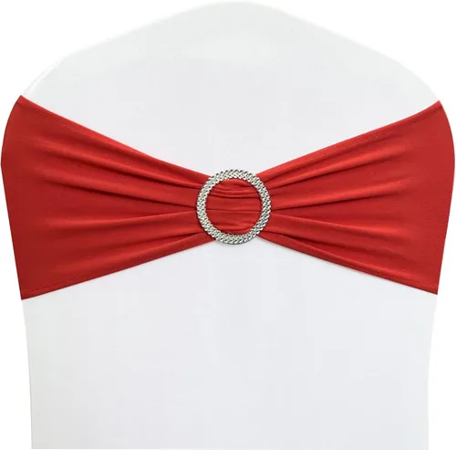 Miniatura 10 de Cintas elásticas de elastano para sillas 50 unidades, lazos elásticos para sillas con hebilla deslizante para decoración de bodas, fiestas, Azul bebé