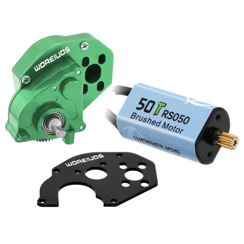 Miniatura 9 de Motor RC 050 50T Motor cepillado con caja de cambios de transmisión de aleación de aluminio para Axial SCX24 AXI00002 AXI00001 AXI90081 AXI00006 Azul