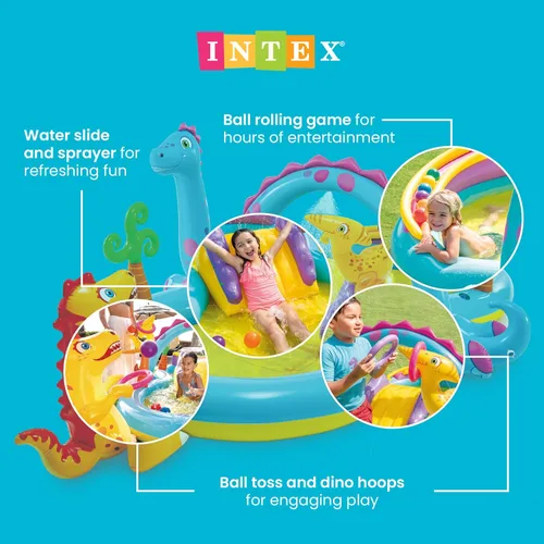 Miniatura 3 de Centro de juego inflable tierra de dinosaurios de Intex, 31 x 90 x 44 pulgadas, a partir de 2 años 2-Multicolor