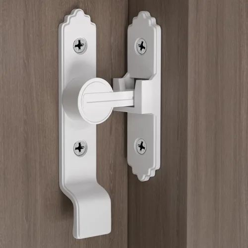 Miniatura 11 de INIRET Cerradura de puerta de granero blanca de 180 grados, pestillo de puerta abatible con asa, pestillos de puerta corredera pesados, cerradura