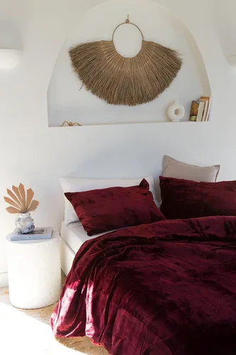Miniatura 67 de Sophia-Art - Juego de 3 piezas de ropa de cama de terciopelo de rayón ultra lujo, funda de edredón boho de un solo color, funda de colcha