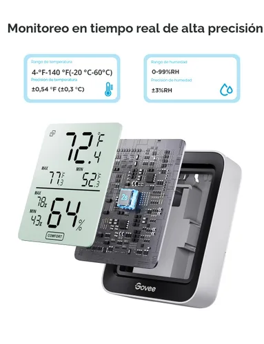 Miniatura 4 de Govee Higrómetro Digital Higrómetro Interior Termómetro de Habitación H5075, Medidor de Temperatura y Humedad Bluetooth con Control Remoto