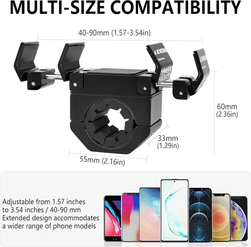 Miniatura 4 de Soporte para teléfono de bicicleta, soporte de teléfono para motocicleta, soporte de aleación de aluminio, soporte para teléfono celular, rotación