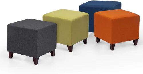 Miniatura 7 de Adeco Simple British Style Cube Reposapiés otomano banco reposapiés, 16x16x16, azul