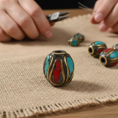 Miniatura 5 de SUPVOX Nepal - Cuentas de Buda hechas a mano, 10 cuentas espaciadoras para hacer joyas, cuentas de metal para pulseras, collares y proyectos