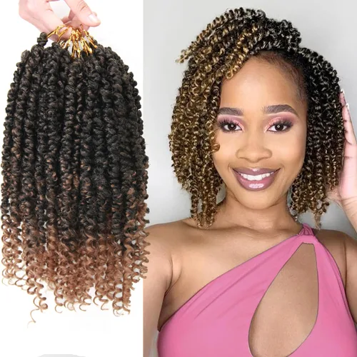 Miniatura 15 de ROSESSEA Cabello de ganchillo negro de 12 pulgadas para mujeres negras, 8 paquetes de trenzas de ganchillo, trenzas de ganchillo rizado con resorte