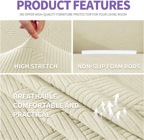 Miniatura 4 de ZNSAYOTX Funda súper elástica para silla (30"-47"), nuevas fundas de silla a rayas para sala de estar, aptas para perros y mascotas, protector