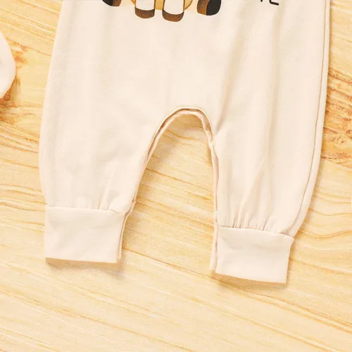 Miniatura 6 de Mameluco para bebé recién nacido, mameluco con estampado de letras, gorro, guantes, calcetines, 4 piezas, ropa para llegar a casa