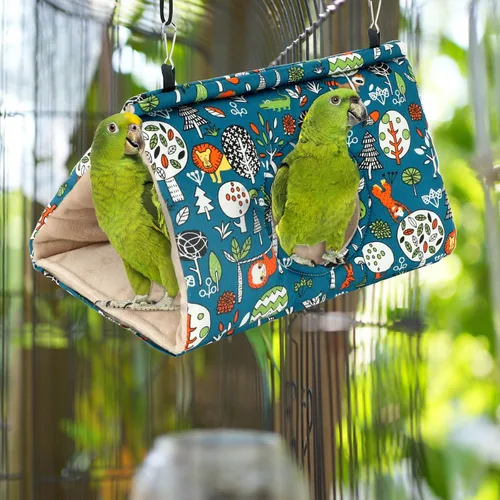 Miniatura 5 de Rypet Casa de nido de pájaros cálida para invierno, hamaca colgante de terciopelo, jaula de felpa mullida para pájaros escondidos, cama para dormir