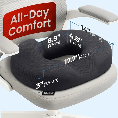 Miniatura 2 de 5 STARS UNITED Cojín de Donut para Hemorroides y Coxis – Cojín Grande para Alivio del Dolor – Coxis, Próstata, Ciática, Suelo Pélvico, Úlceras por