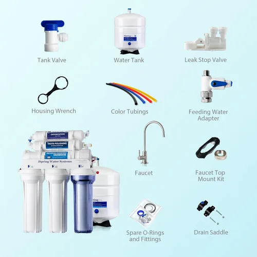 Miniatura 8 de iSpring RCC7D 75 GPD Sistema de filtro de agua de ósmosis inversa/desionización, elimina TDS, cloro, fluoruro, plomo y más, cabe debajo