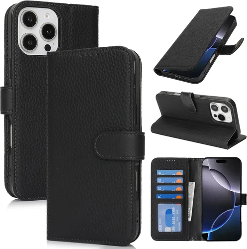 Miniatura 48 de Zouzt Funda para iPhone 11 de 6.1 pulgadas de piel auténtica con 4 ranuras para tarjetas, tarjetero con bloqueo RFID, tapa magnética, función atril