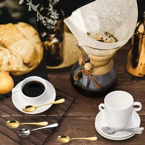 Miniatura 4 de Wesdxc56 Demitasse - Cucharas de café expreso, mini cuchara de café, cucharas pequeñas de acero inoxidable de 5.5 pulgadas para postre, juego de 6