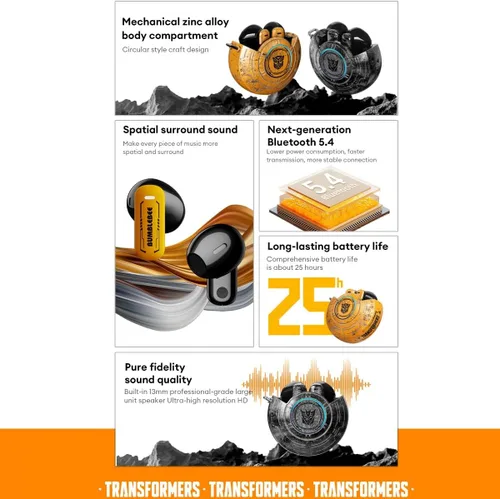 Miniatura 5 de Transformers Auriculares T31, auriculares inalámbricos Bluetooth para juegos con micrófono, auriculares de baja latencia en los oídos, cancelación
