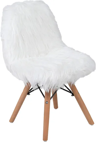 Miniatura 4 de Flash Furniture Silla de acento blanca para niños Shaggy Dog