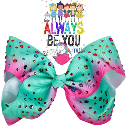 Lazo de pelo con diamantes de imitación gigante, lazos de animación para niñas, niños pequeños, cinta rosa y azul, accesorios de moda (rosa