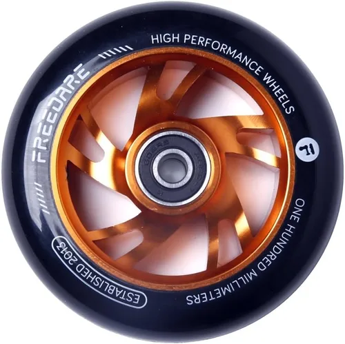 Miniatura 2 de FREEDARE - Par de ruedas de repuesto para scooter de acrobacias Pro de 3.937 in, 2 piezas con rodamientos ABEC naranja dorada