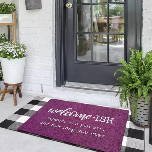 Miniatura 6 de JJUUYOU Tapetes Grandes de Bienvenida Tapete para Puerta Principal Divertidos Tapetes Welcome-ish Tapetes para Puertas Interiores Exteriores Tapetes