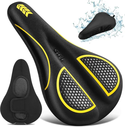 Cojín de asiento de bicicleta acolchado de gel extra suave y cómodo para hombres y mujeres, cómodo, con pelotón estacionario, ejercicio, bicicletas
